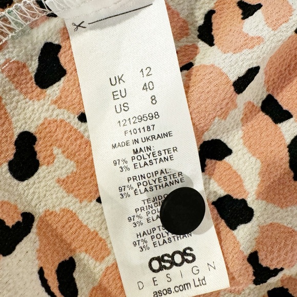 ASOS | Rainbow Animal Print Abstract Tiered Mini Baby Doll Dress or Tunic Sz. 8 - Picture 5 of 6